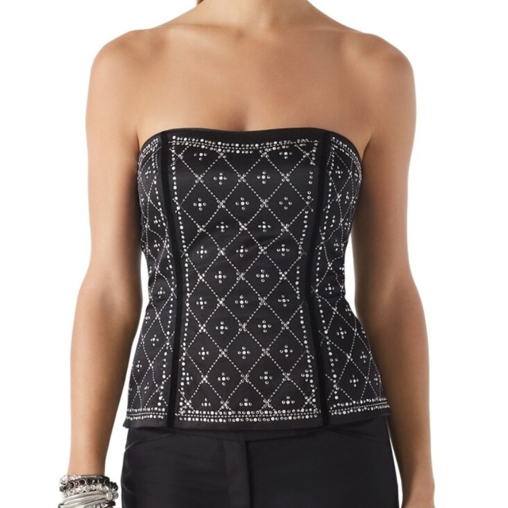 White House Black Market Black Studded Diamond Bustier